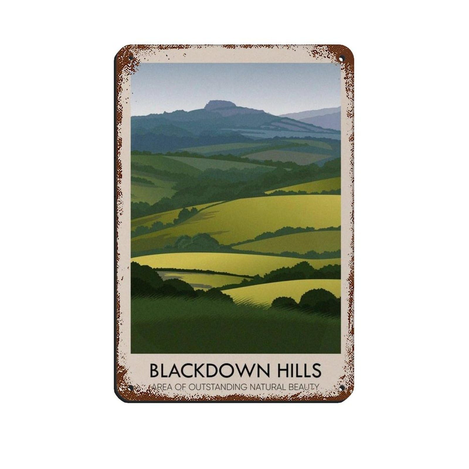 Lxwnze 20L X 30W Cm Blackdown Hills Aonb Poster Tin Sign Vintage Metal Pub Club Cafe Bar Home Wall Art Decoration Poster Retro 8X12inch(20X30cm)