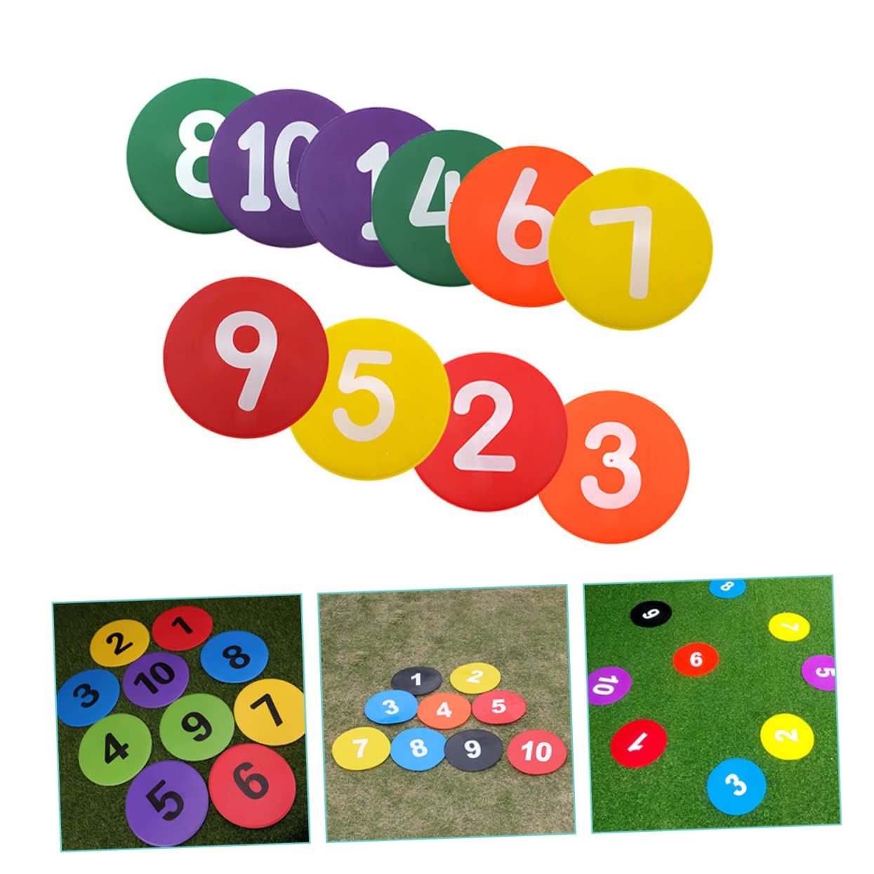 Garneck 10stücke Fußball Trainingsmarkierungsdiscs Sportgeräte Für Fußballtraining Nummerierte Marker Praktische Bodenmarkierungen Zufälligen Farben Für Trainer Und Athleten