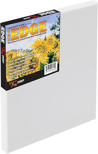 The Edge All Media Cotton - Lienzo estirado de lujo, lienzo de 1116 pulgadas de profundidad para acrílicos, óleos, acuarelas, pasteles, carbón y