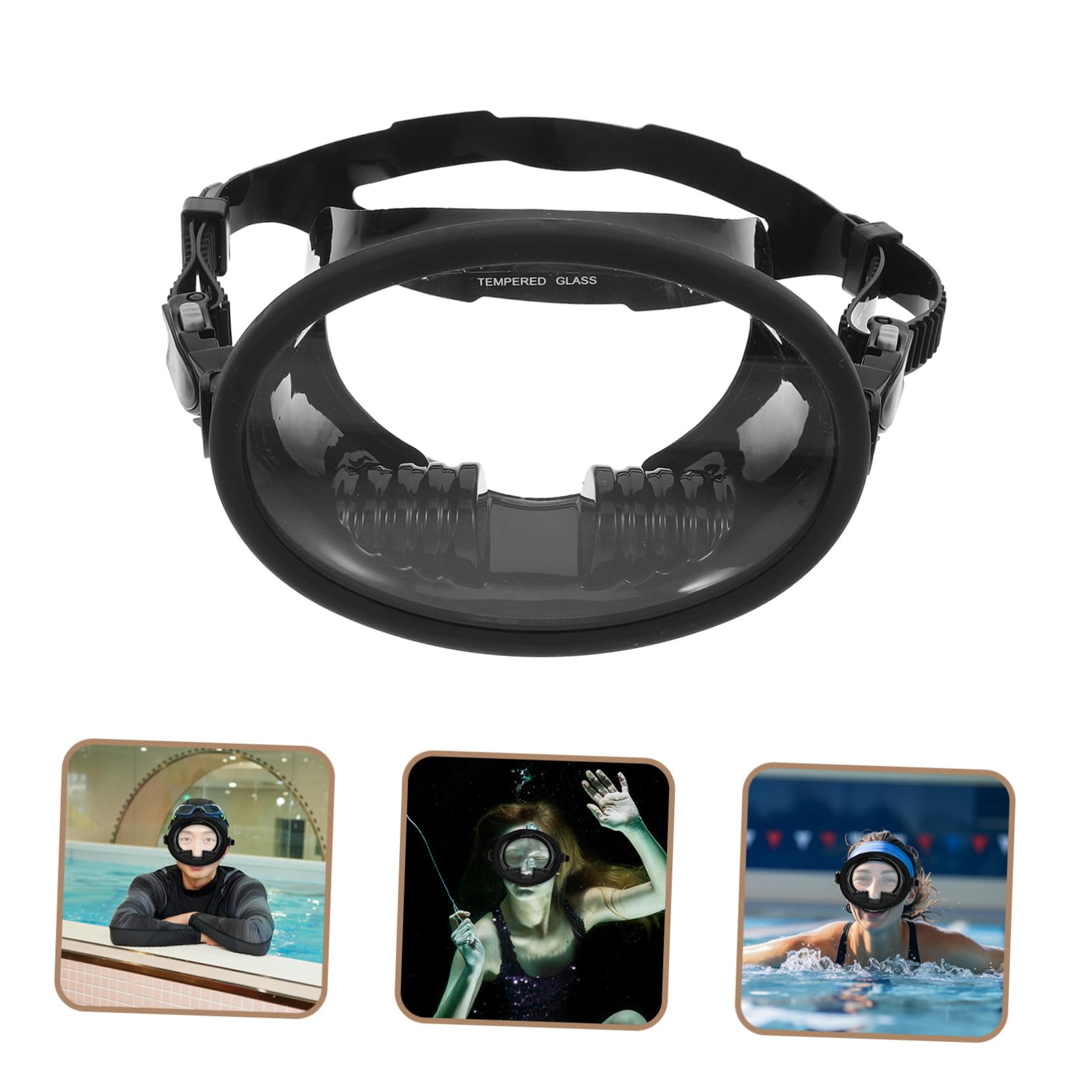 Maschera Sub Antiappannamento Panoramica Estesa in Silicone Nero