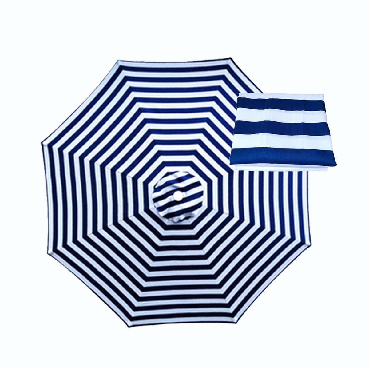 BEEGMA Sun Umbrella Replacement Cloth 6 Arms/8 Arms Replacement Parasol Canopy Cover 2.0m 2.30m 2.50m 2.70m 3.0m Outdoor Patio Garden Umbrella Canopy (Color : Blue bar, Size : 3.0m/10FT-8Ribs)