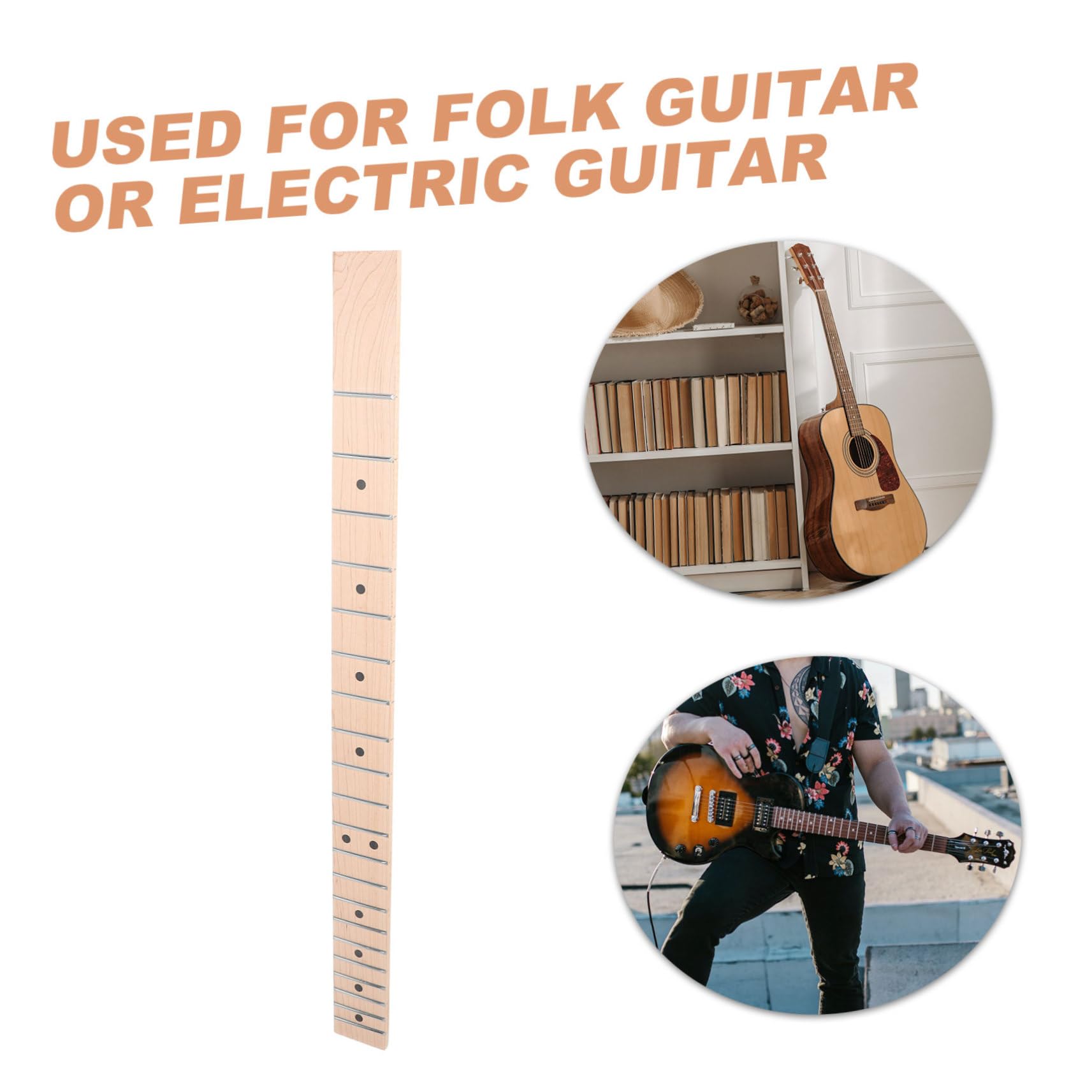 ibasenice 5pezzi Chitarra Elettrica Con Tastiera Acero Collo Sostitutivo Per Chitarra Elettrica Con Tasti Facile Da Installare e Resistente Per Chitarre Folk e Elettriche