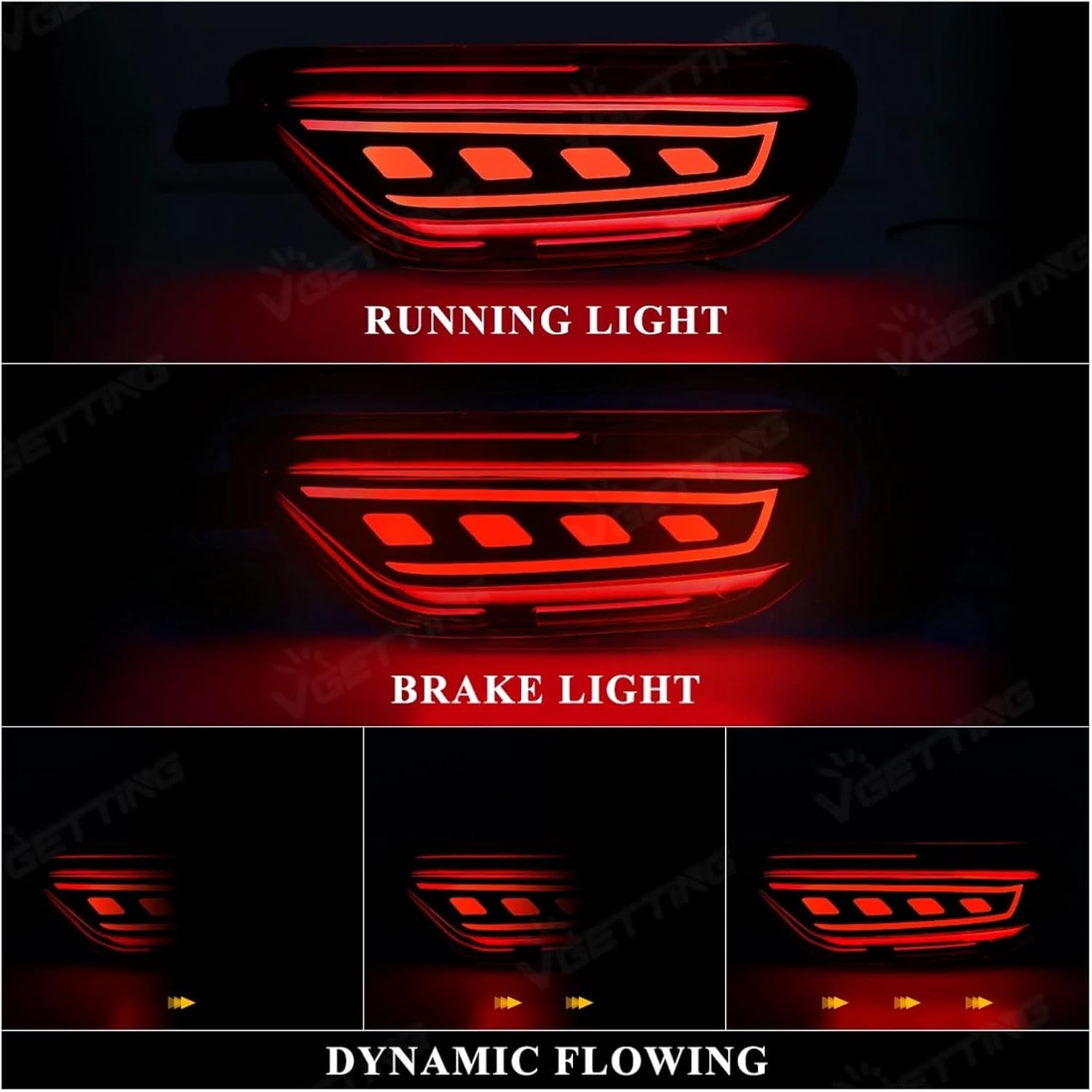 3-Functions Car Rear Bumper Lights | Compatible With Mazda CX-5 CX5 2017 2018 2019 2020 2021 Brake Dynamic Turn Signal Lamp Driving Lamp 12V