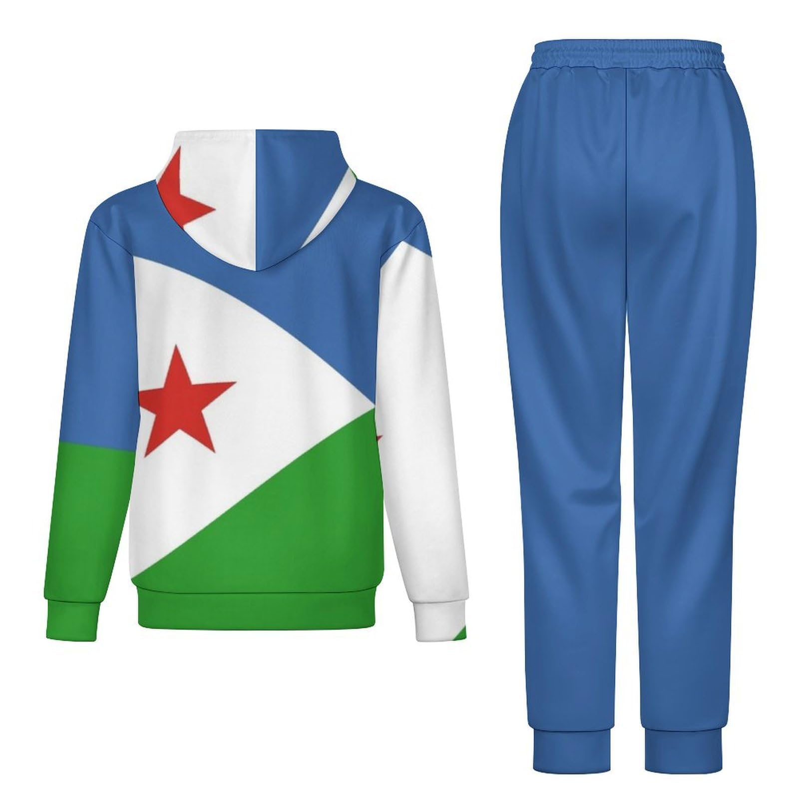 GONMFKM Tuta Da Uomo E Da Donna A Maniche Lunghe Con Stampa Bandiera Di Gibuti 2 Pezzi Set Da Salotto Felpa Con Cappuccio E Pantaloni Jogger Larghi Con Coulisse Unisex 2Xl