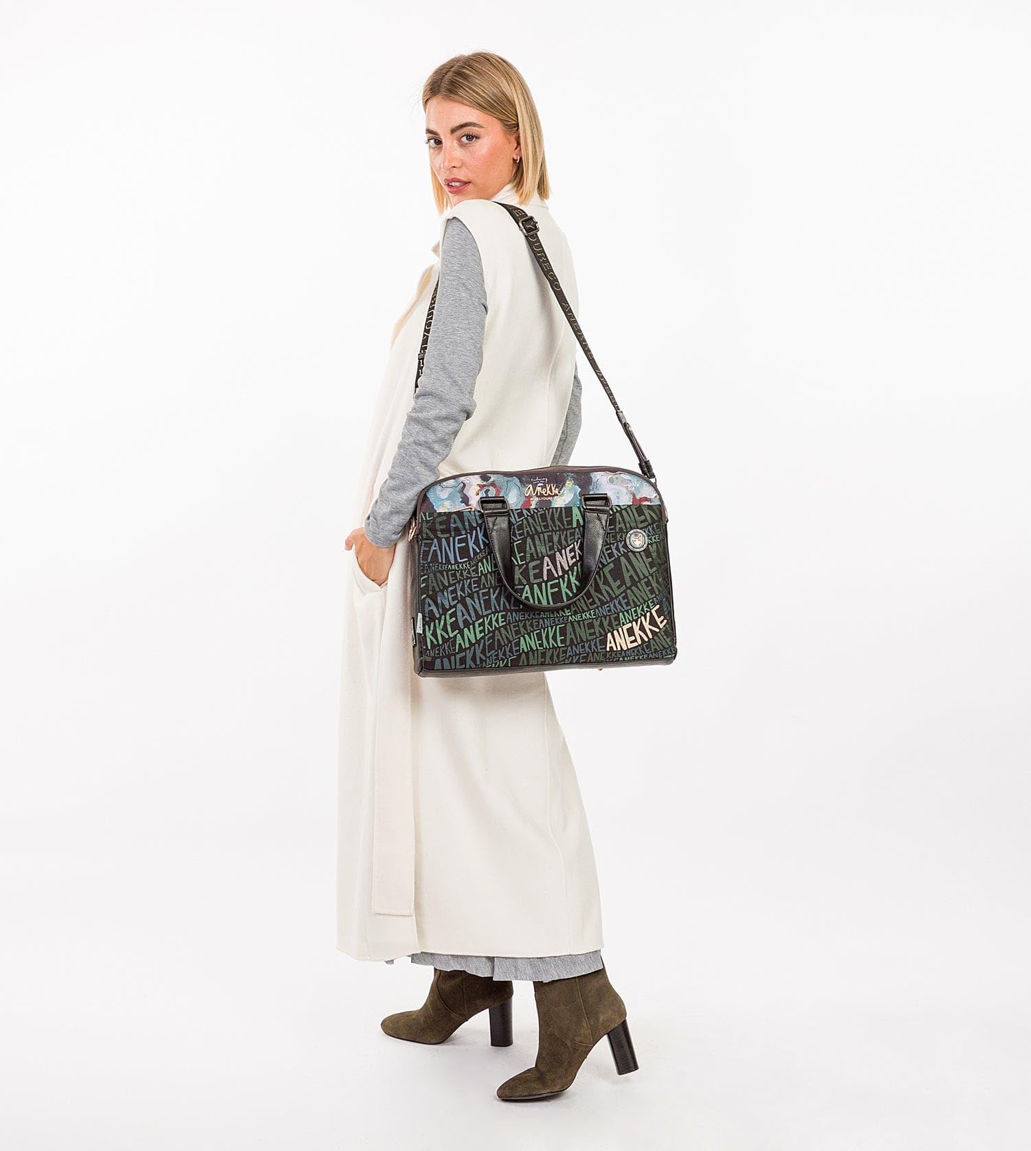 Anekke - Portadocumenti Donna - Borsa a tracolla grande ecopelle - 2 manici e chiusura lampo - Portafoglio a tracolla - Collezione Voice Nature Woods - Accessori e accessori Donna - 41x30x9 cm,