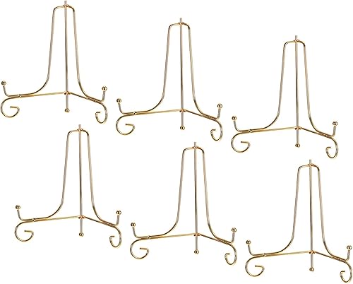 uxcell Soporte de placa para exhibición, 4 pulgadas, 6 piezas, soporte decorativo de hierro para placa decorativa, caballete de metal, soporte de