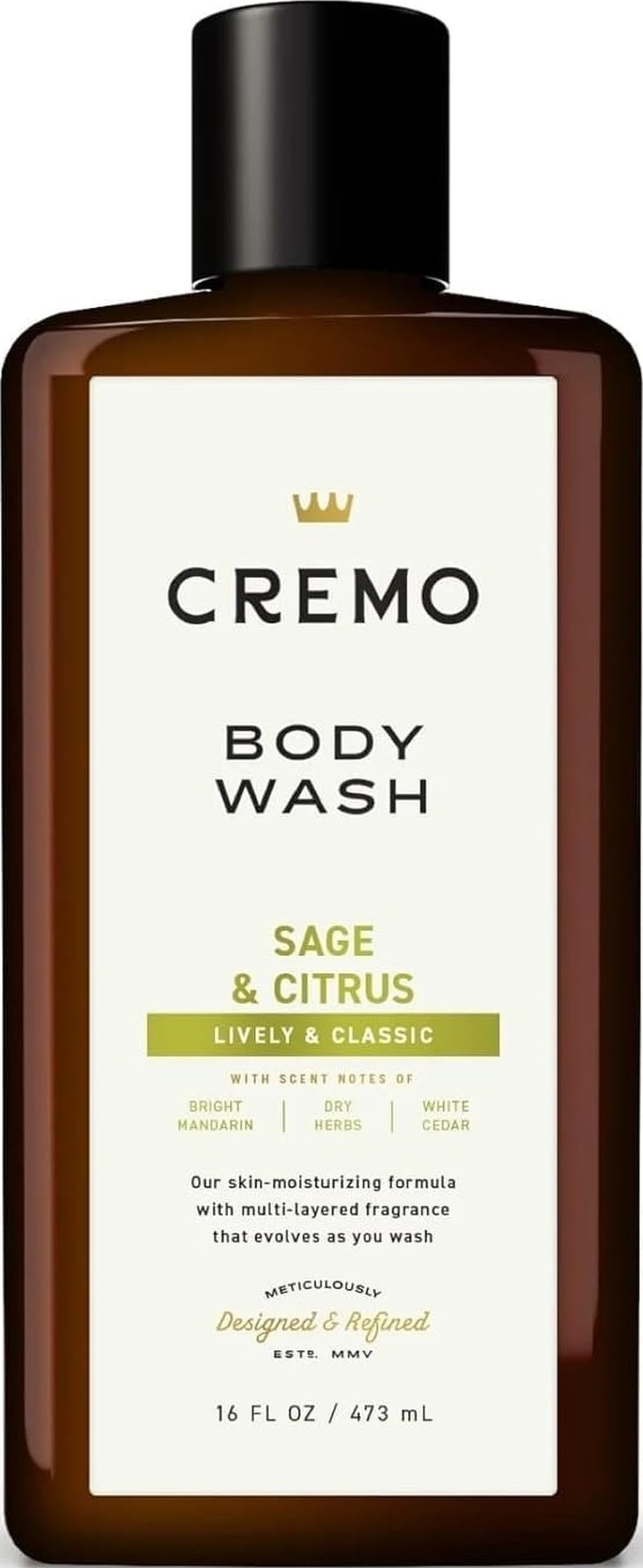 Cremo Body Wash for Men, Rich-Lathering Sage and Citrus, 16 Fl Oz Sage & Citrus 16 Fl Oz (Pack of 1)