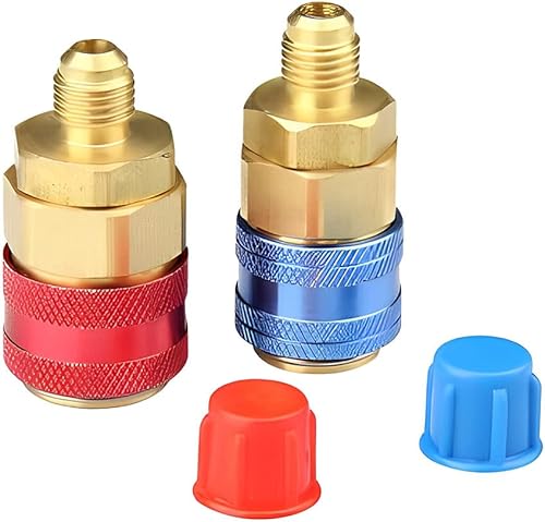 Paquete de 2 adaptadores de conector rápido R134A bajoalto, acoplador de manómetro de aire acondicionado para automóvil, manómetro HVAC para