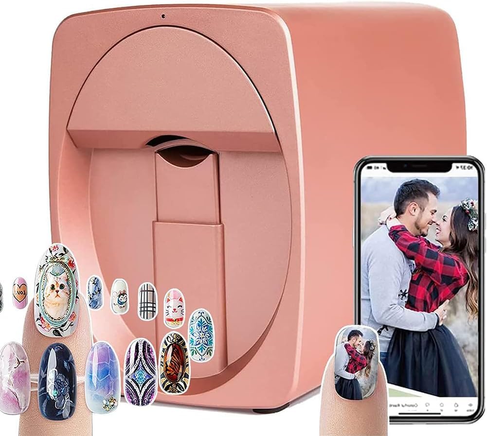 DARZYS Digital Mobile Nail Art Printe, Digital Mobile Nail Printing Machine, Support WiFi/USB, for Nail Studio/Manicurist/Nail Lovers(Rose Gold)
