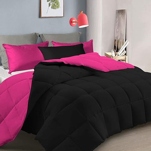 Miniatura 2 de Disha Bedding Edredón reversible de 3 piezas para todas las estaciones, relleno alternativo de plumón de ganso, 500 GSM, 800 hilos, 100% algodón