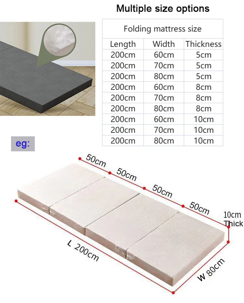 Colchón plegable portátil, grosor único, doble capa, cómodo alivio de presión y apoyo para dormir, diseño antideslizante para camping, caravana y viajes