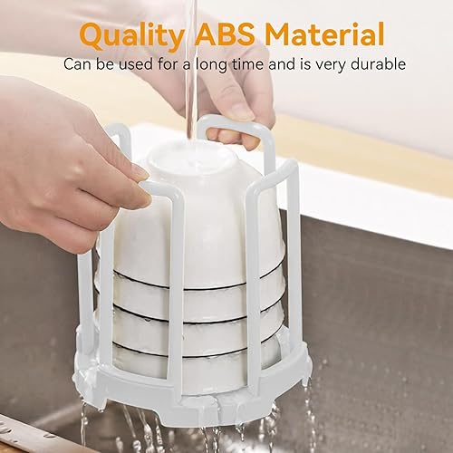 Miniatura 3 de Estante para tazones, soportes ajustables para platos de cena, organizador de platos retráctiles, soporte para platos, organizador de platos con asa