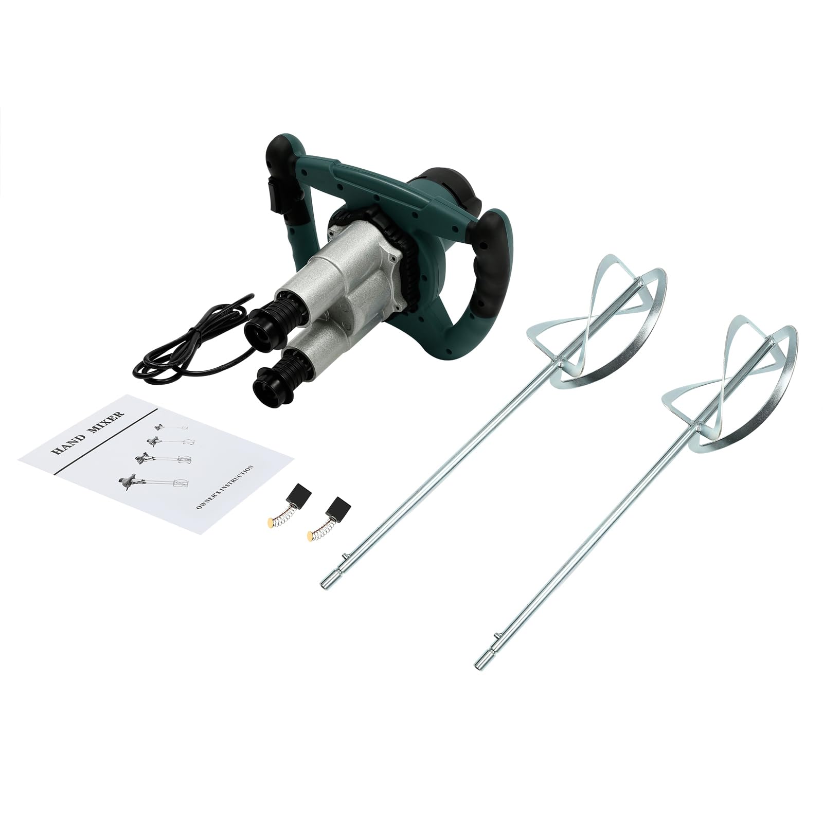 2800 W Miscelatore per mortaio agitatore bipolare miscelatore beton impastatrice malta colla a 6 velocità con pulsante rotante, adatto per miscelare vernice, cemento, gesso, mortaio (verde)