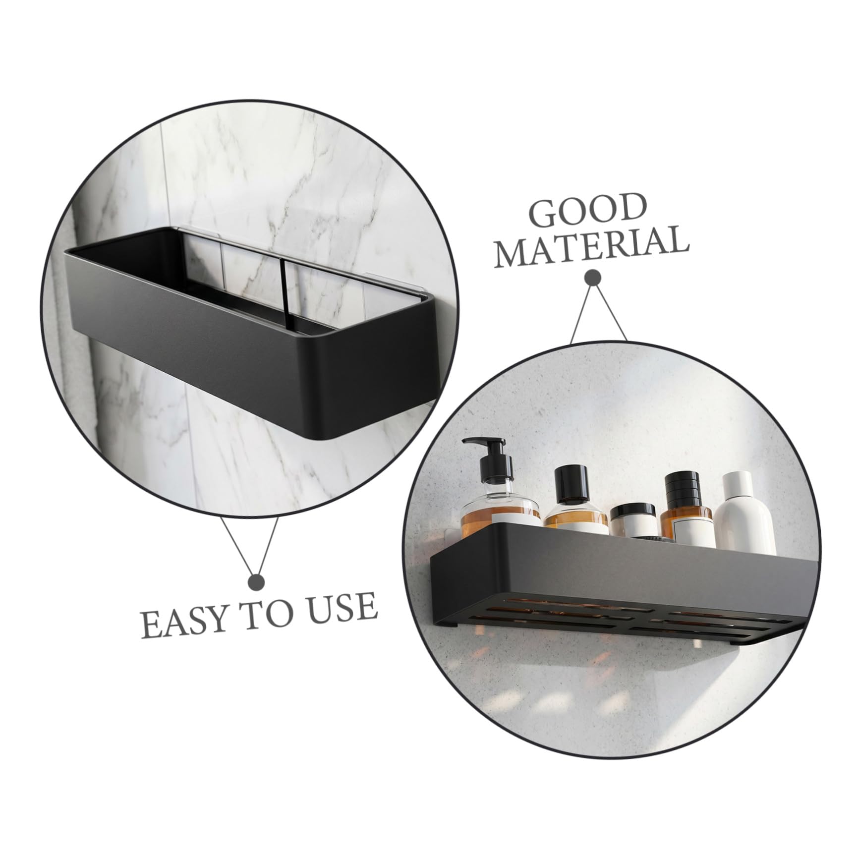 Estante de Ducha sin Perforación Resistente Oxidación 2 Repisas de Acero al Carbono y Diseño de Drenaje Rápido para Baño y Dormitorio