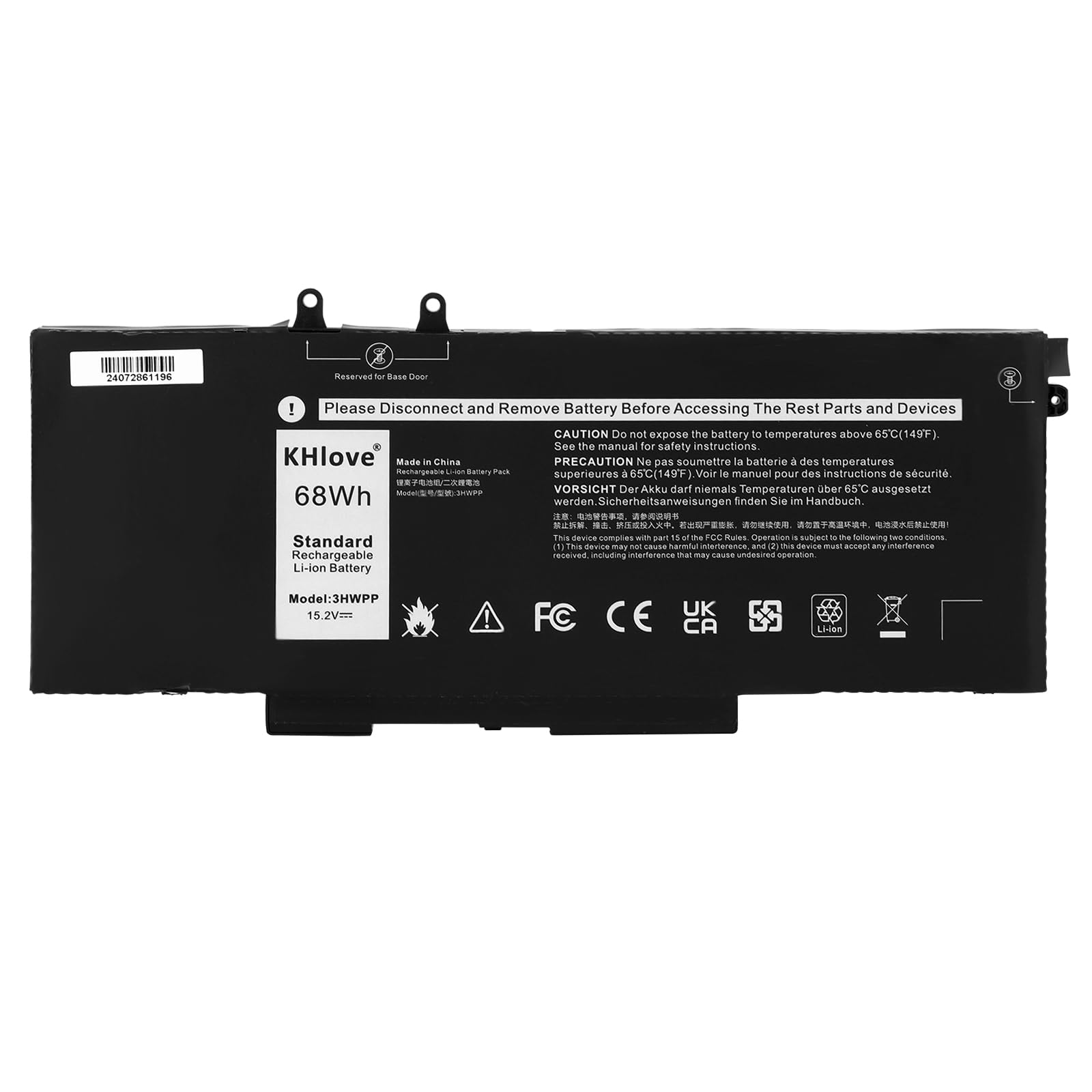 3HWPP Laptop Batteria per Dell Latitude 5410 5510 5501 5401 5411 5511 Precision 3541 3551,Inspiron 7706 2-in-1, Inspiron 17 7500 7506 2-in-1 Black 03HWPP 10X1J N2NLL 1VY7F 451-BCMN 68Wh