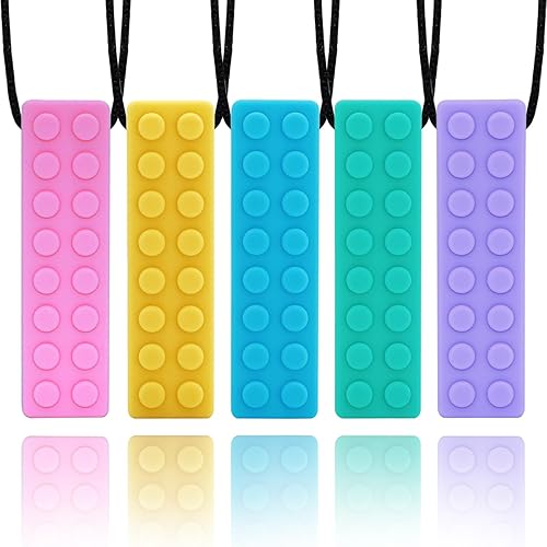 Collares masticables para niños sensoriales, paquete sensorial de collar masticable para niños y niñas con masticación, dentición, mordedura, TDAH,