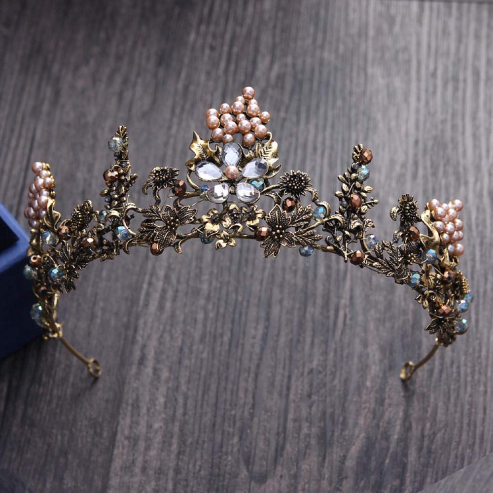 Tiara, stop strasu, ozdoba na głowę dla panny młodej, z perłą, kwiaty, prosta, modna ozdoba na wesele, ozdoba do włosów, w stylu vintage, na imprezę, prezent