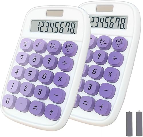 Miniatura 11 de Calculadora mecánica, Calculadora de doble potencia BTSE YAW con pantalla inclinada de 8 dígitos y botones grandes, lindo accesorio de escritorio