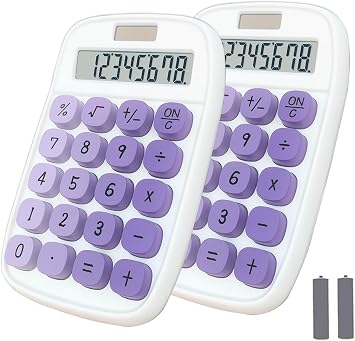 Big Button Calculator, Pastel Calculator W-Purple,2 Pack