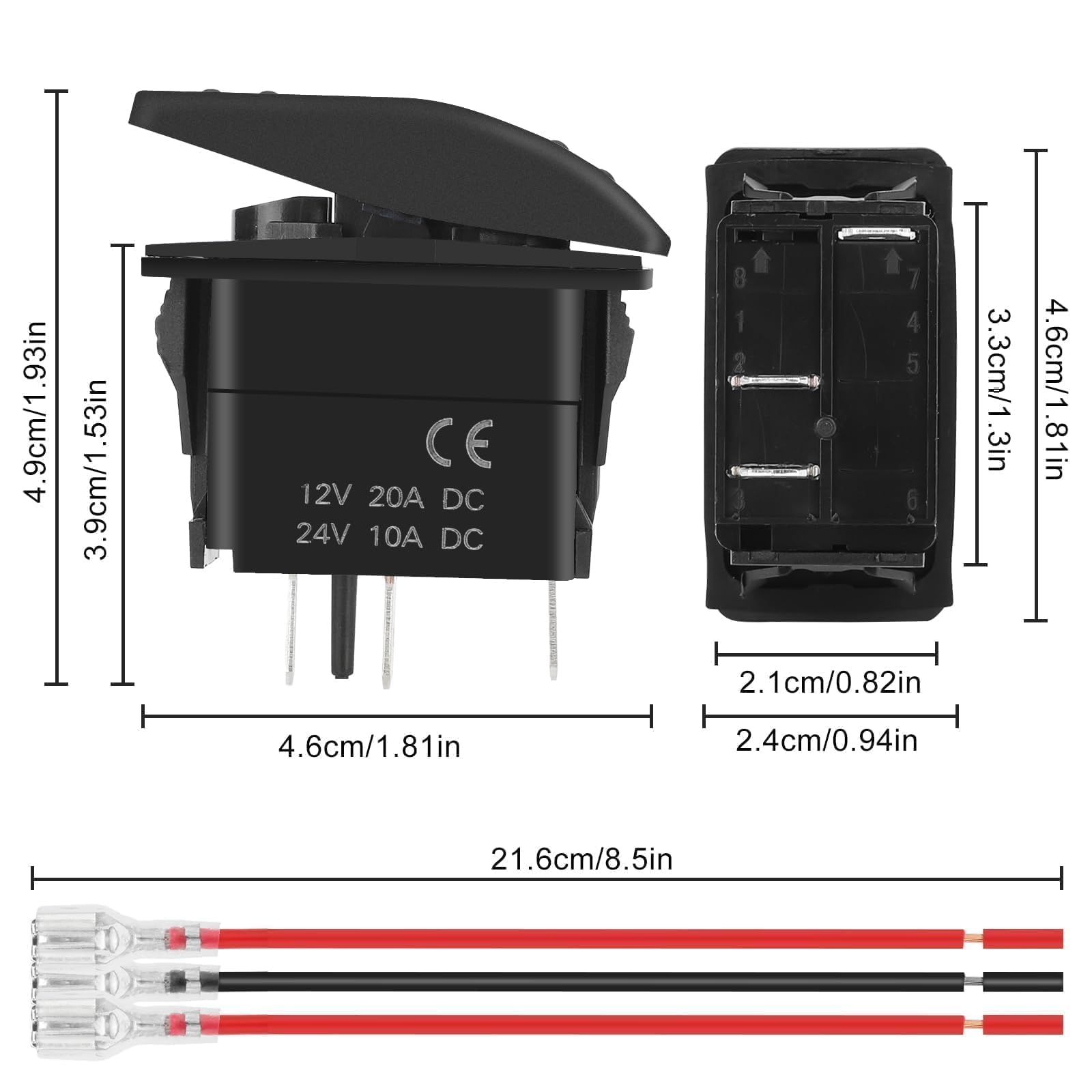 Keavenoy 2X 12V 20 Amp Impermeabile LED Blu on/off Marine SPST 3P Interruttore A Bilanciere con Luce