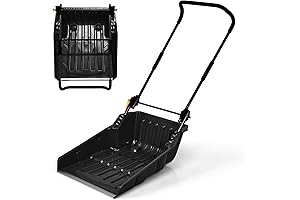 Goplus Folding Snow Shovel, 26" x 24" Sleigh Shovel with U-Handle & Wheels for Winter