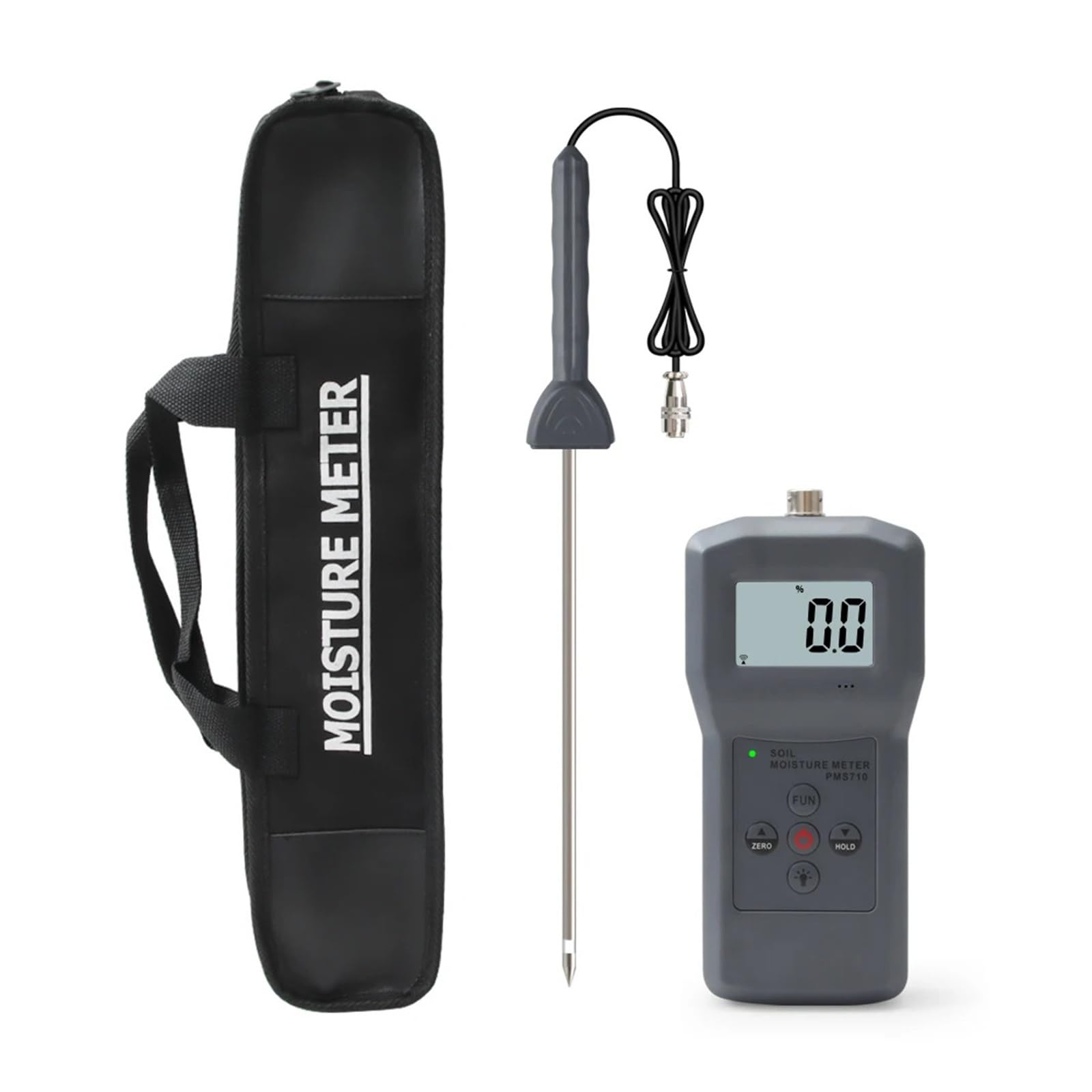 Misuratore di umidità del terreno for giardinaggio, test di umidità di sabbia e cemento, sensore digitale LCD preciso, compensazione automatica della temperatura Basso errore, alta sensibilità