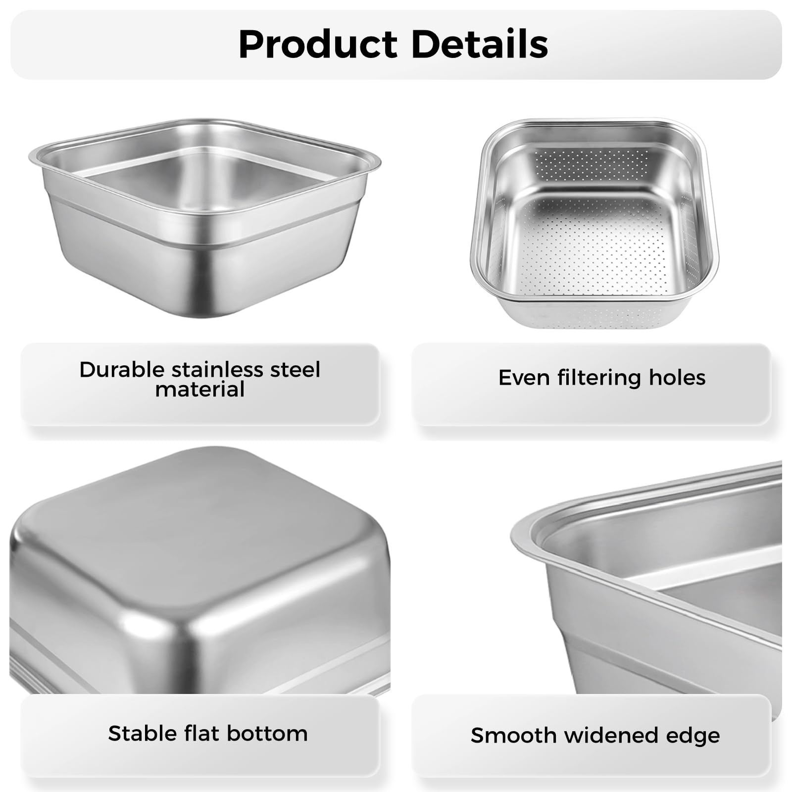 2-in-1-Spülschüssel-Set, Edelstahl-Spülwanne mit Sieb, Obst- und Gemüsespülbecken, Mehrzweck-Schüsselset zum Waschen und Abtropfen von Reis, Nudeln, Lebensmittelsieb, Rührschüssel