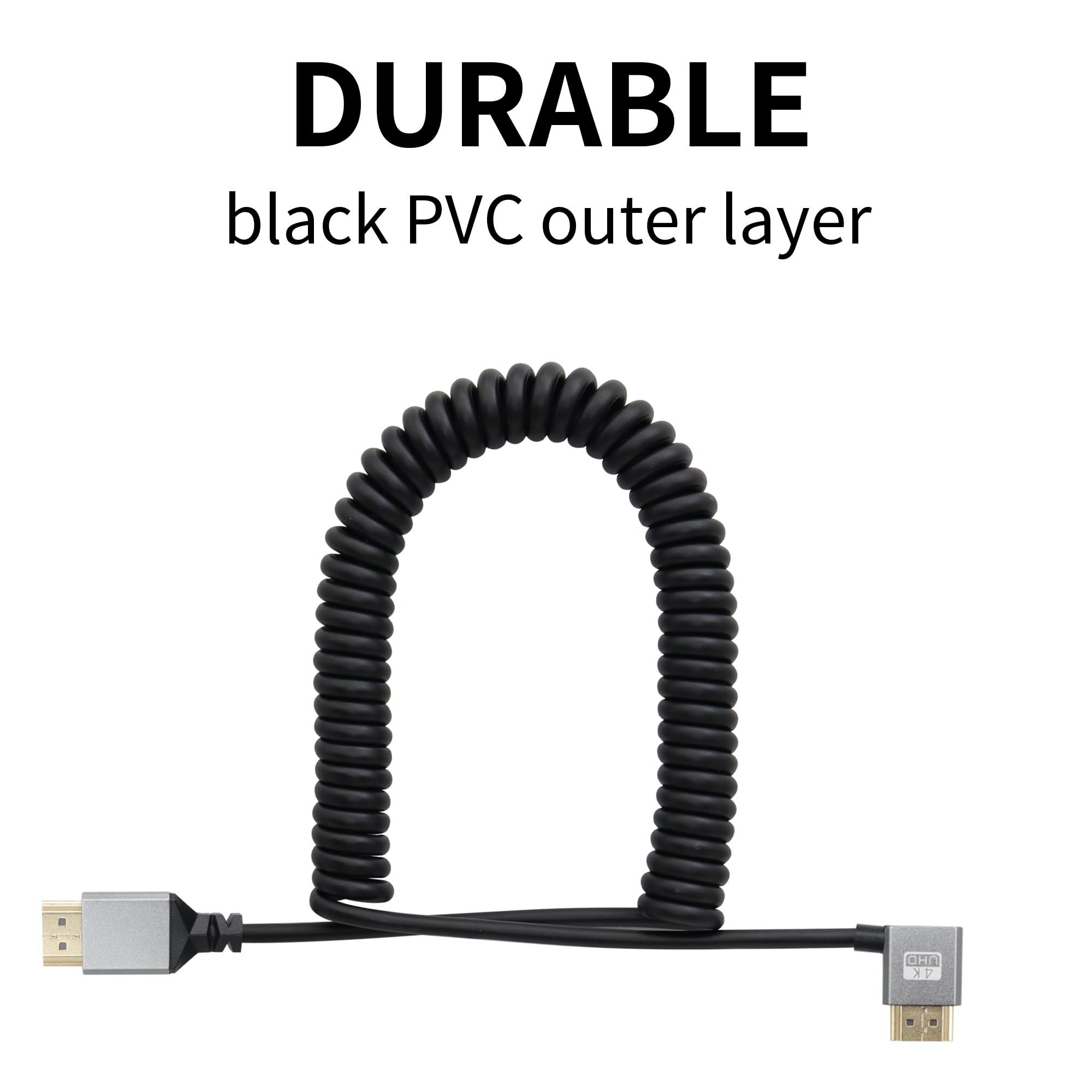 RIIEYOCA Lot De 2 Câbles HDMI 4K Angle Droit 90° (17cm) – Mâle/femelle, 18Gbps, Tressé Nylon, Or, Pour Espaces Restreints