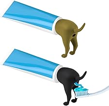 Vibbang 2 Pieces Toothpaste Caps for Dog Buttocks, Toothpaste Stoppers, Toothpaste Squeezer, Creative Toothpaste Dispenser for Keeping Toothpaste Without Mess or Waste (A)