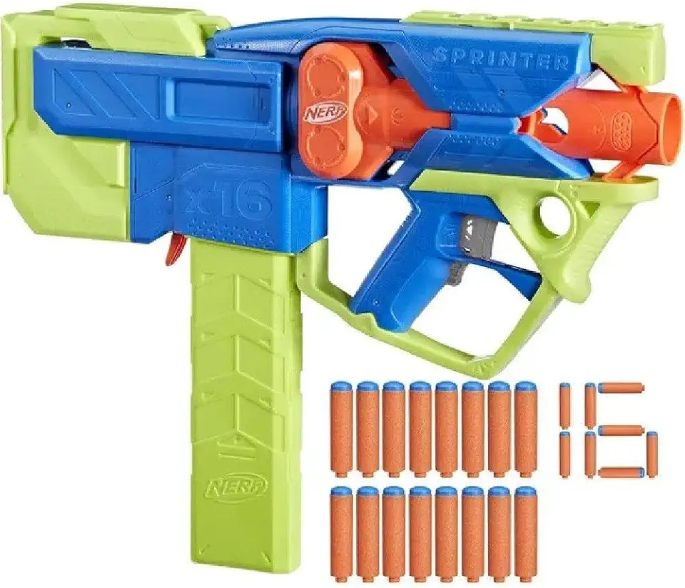 Nerf N Series Lançador motorizado Sprinter com clip removível e 16 dardos de espuma, brinquedo para meninos e meninas, para crianças acima de 8 anos