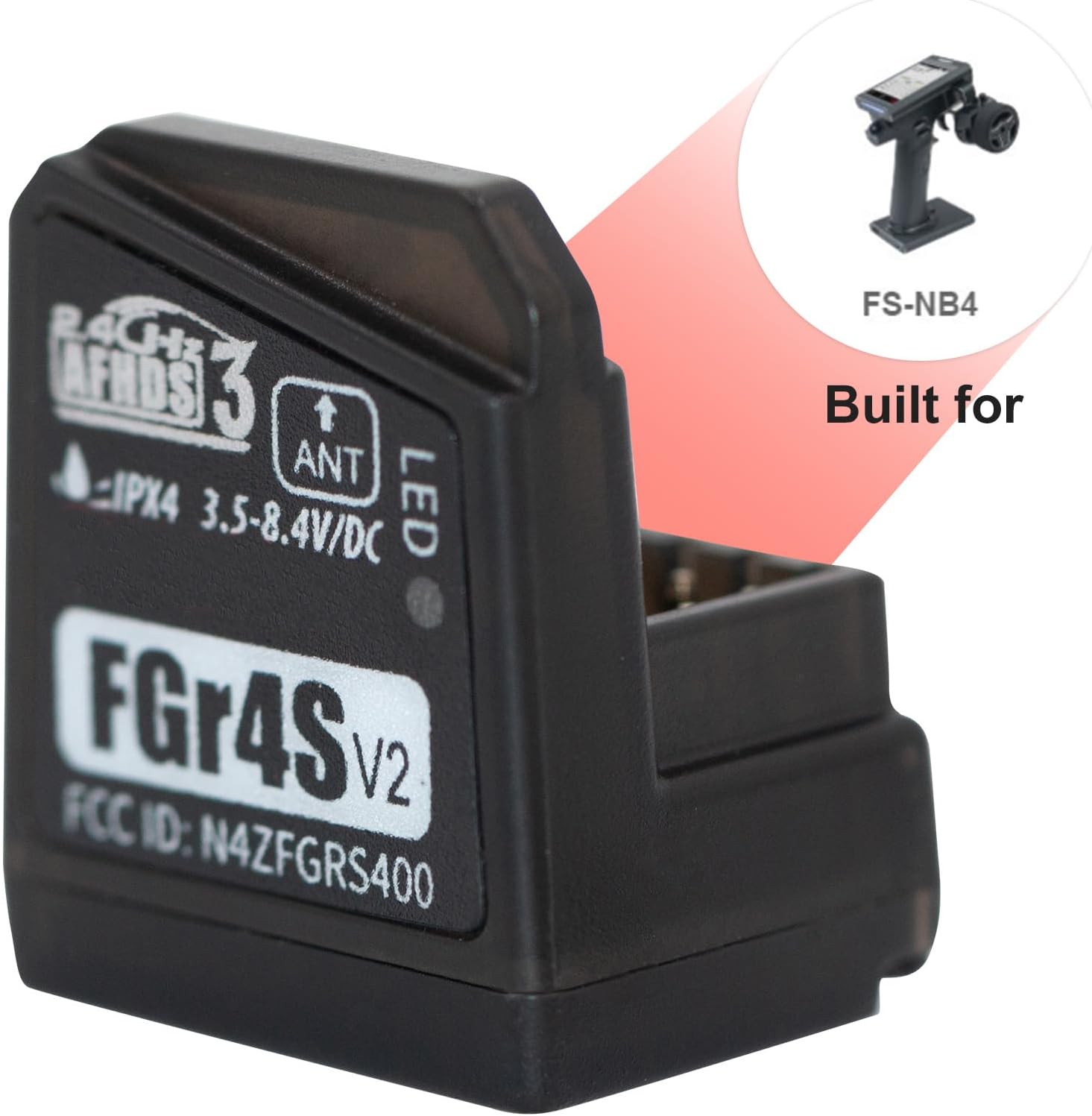 FGR4S V2 Receiver AFHDS 3 Built-in Single-Antenna Bidirectional PWM/PPM/IBUS Output Receiver for NB4 PL18 RC Transmitter for RC Car Boat