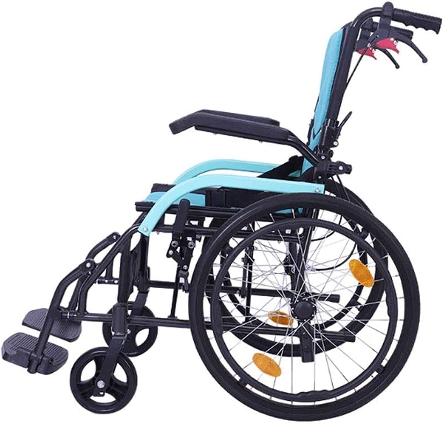 BKEKM Silla de Ruedas Silla de Ruedas Plegable Liviana con reposapiés abatible extraíble y Respaldo ergonómico Silla de Ruedas portátil para Adultos Carga 220 LB Cómodo