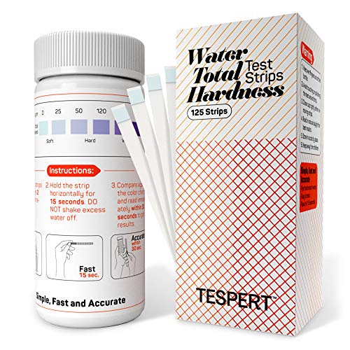 TESPERT Water Hardness Test Strips, 125 Strips, Simple and Accurate Test Kit for Water Softener Water Filtration Systems Pools Spa Laundry Dishwashers Industrial Processes and More