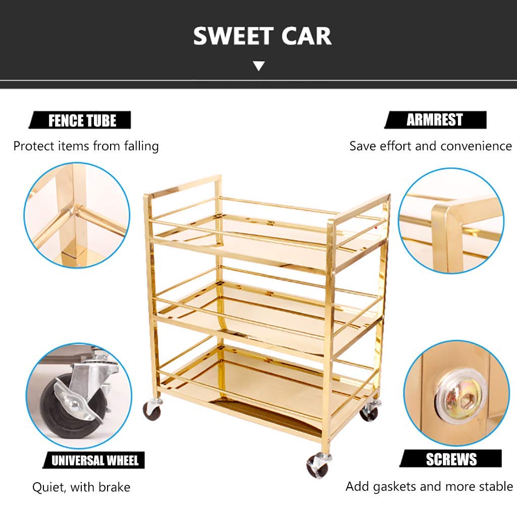 Carrelli per la Cucina, Carrello di Servizio in Acciaio Inossidabile, Carrello per Catering, Carrello per la Pulizia, Carrello per Il tè, Carrello per Il serviz