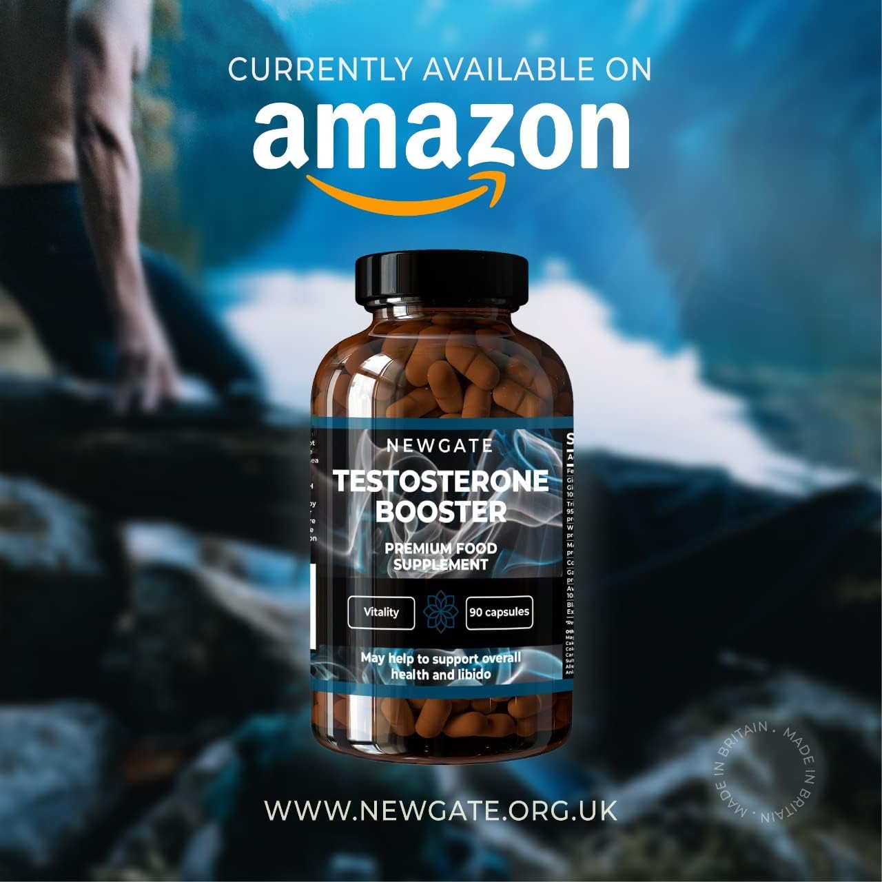 Testosterone Booster 90 Capsules for Men with Garlic Extract 1000mg