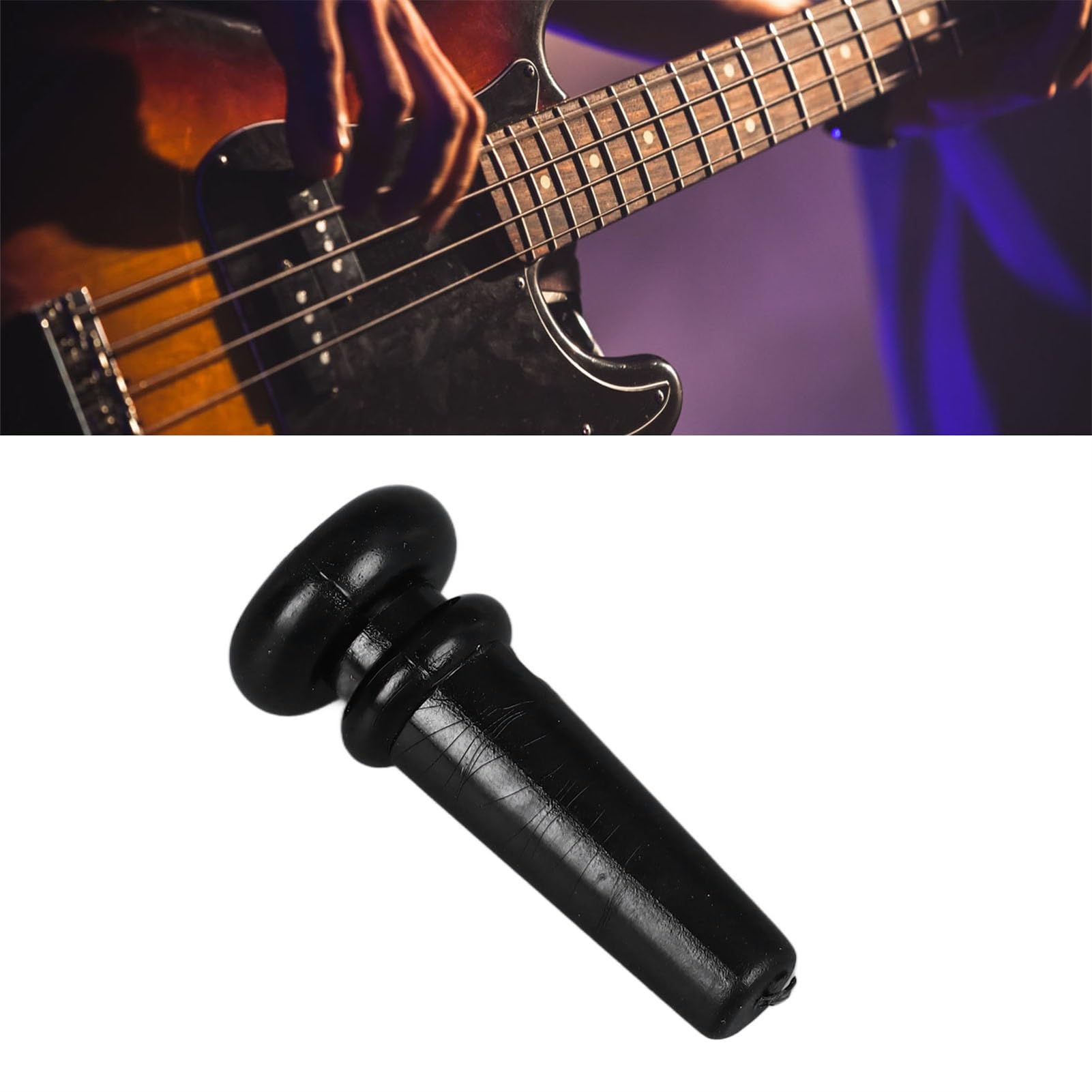 Acoustic Guitar Tailnail Peg Replacement, Guitar Bridge Pins Synthetic Plastic Bass String End Pin Button for Strap Fixing (Black) - Image 4