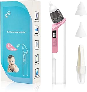 Nasal Aspirator for Baby, Rechargeable Nose Sucker for Baby, Electric Baby Nose Suction and Nose Cleaner with 2 Size of Nozzles 1 Clip for Newborns and Toddlers, Adjustable 6 Levels of Suction(Pink)