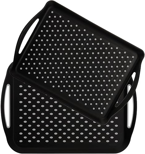 Miniatura 1 de TOPZEA Paquete de 2 bandejas antideslizantes con asa, bandeja de plástico para cafetería, bandeja de comida rápida, bandeja de almuerzo escolar,