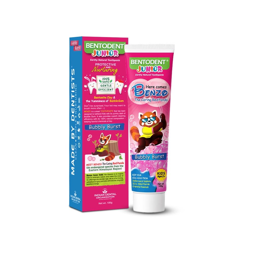 Bentodent Herbal & Natural Kids Toothpaste – Bubble Gum Flavor | 100% Safe & Fluoride-Free Toothpaste for Kids 2+ Years | Gentle Herbal Oral Care, Fresh Breath & Cavity Protection | SLS Free, 100g-image-42