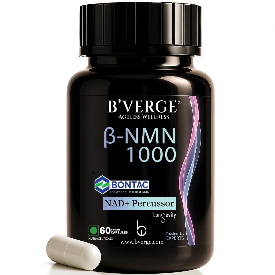 BVERGE® NMN Supplement 1000mg |100% Purity | BONTAC Pro NMN World's Most Trusted & Trusted by Experts | Healthy Ageing | Repair Cells | Boost NAD+ | Enhance Muscle | Neuro Function (1000MG 60 Capsules)