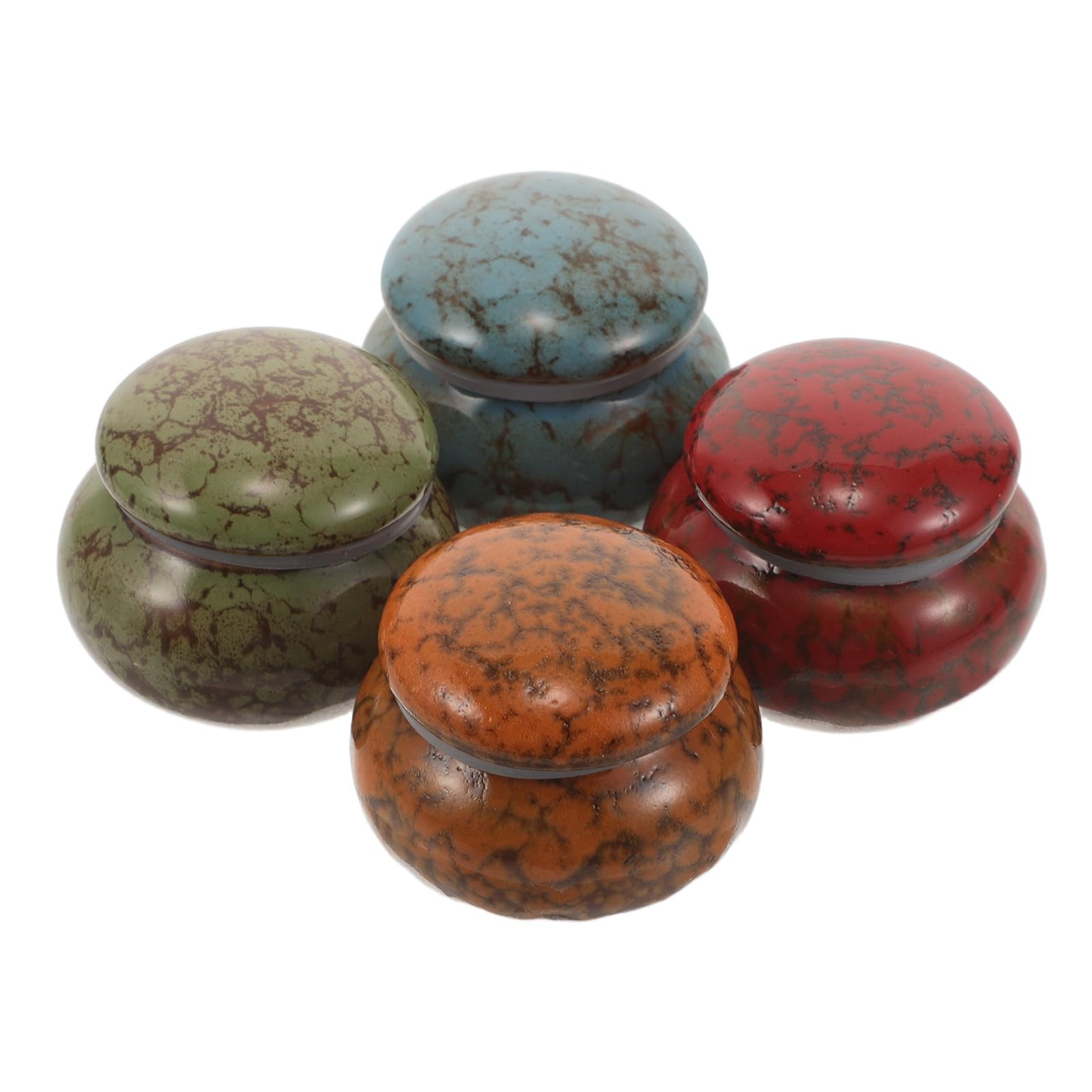 4 mini barattoli vuoti in ceramica, graziosi contenitori portatili