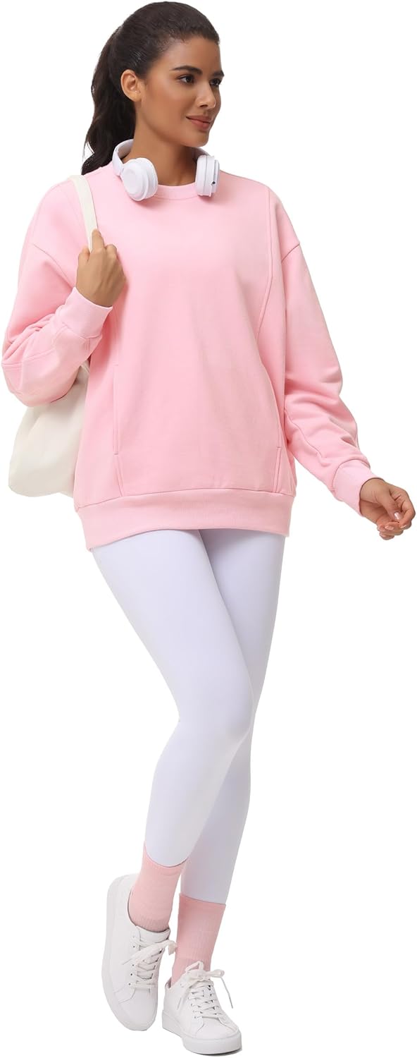 THE GYM PEOPLE Women's Loose Fit Sweatshirt Long Sleeve Crewneck Cotton Boxy Fall Workout Pullover Tops with Pockets - Image 6