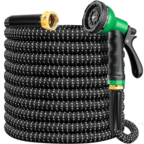 Garden Hose 150 ft, 2026 New No Kink Expandable Water Hose 150ft, 10 Function Nozzle, Leak-proof Solid Metal Fittings, 3750D Outer Fabric, Durable Collapsible Latex Core, Ultra Lightweight & Flexible