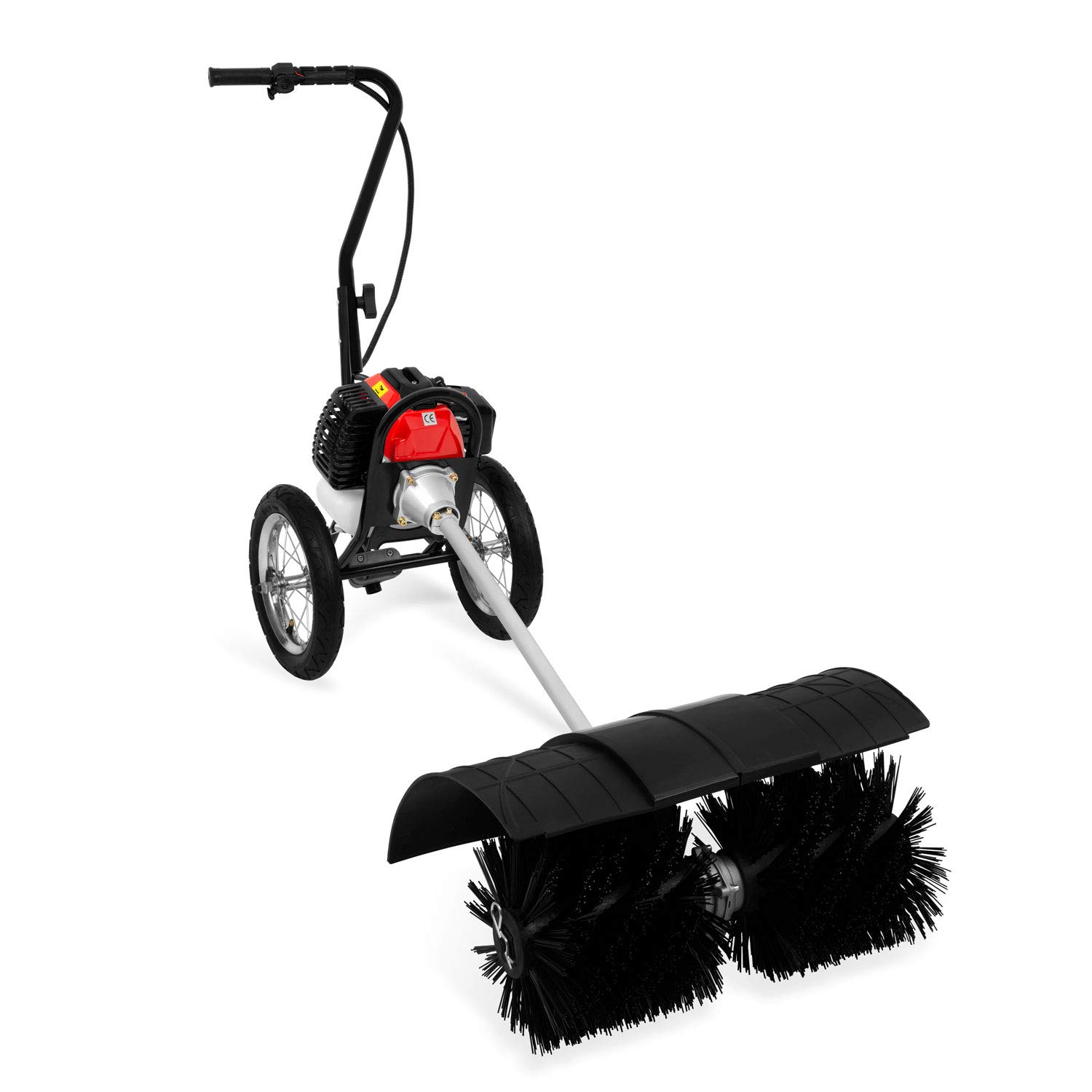 EBERTH Sweeper Miotła spalinowa Miotła benzynowa 3 KM, silnik 2-suwowy, 52 cm3, z kołami, w zestawie 2x walec zamiatający 30 cm, szerokość zamiatania 60 cm, osłona ochronna na walcu