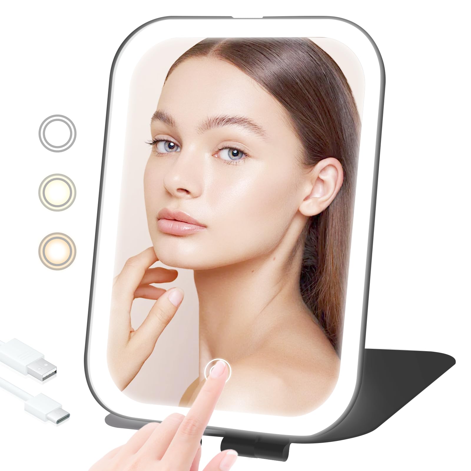 Rechargeable Travel Makeup Mirror - Portable & Lights -11
