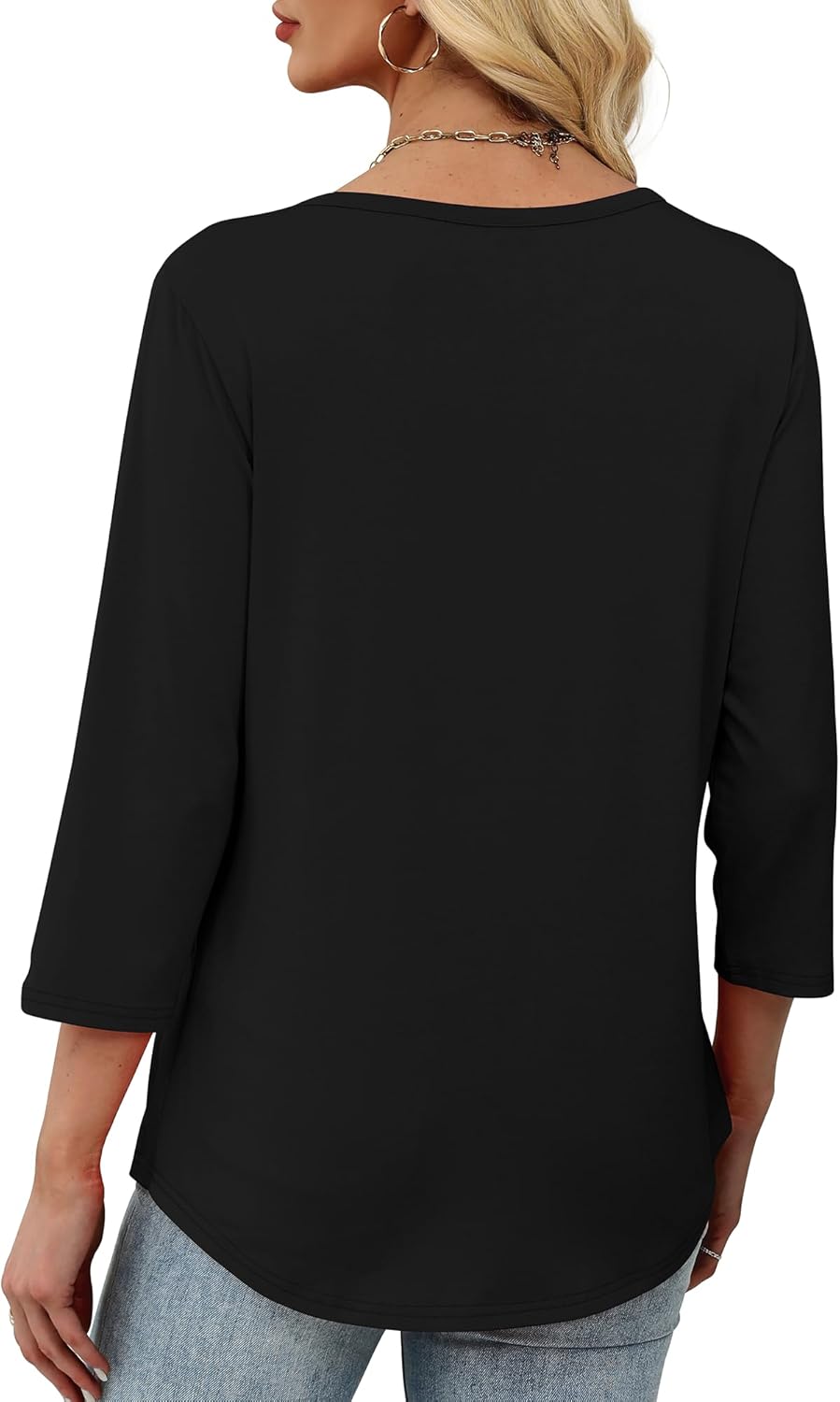 XIEERDUO Womens 3/4 Sleeve Tops 2026 V-Neck Summer Outfits Casual Pleated Shirts Blouses Beach Vacation Spring Clothes - Image 4