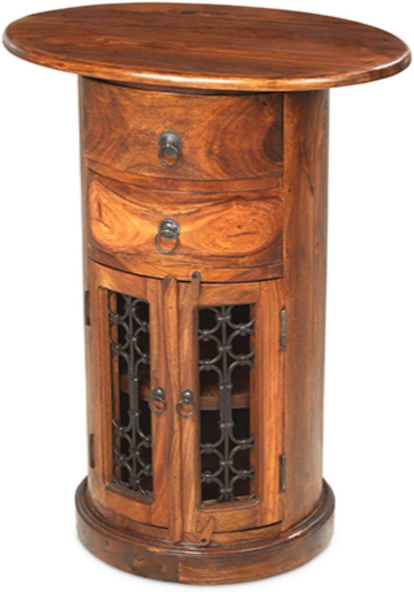 Maharajah Indian Rosewood 2 Drawer Large Oval Drum Chest