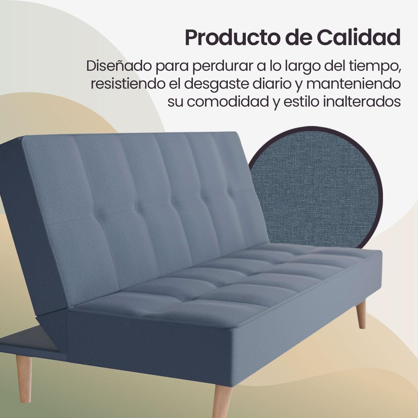Homey - Sofá Cama Clic Clac Tipo Libro de 3 Plazas Modelo Elvira, Diseño Moderno, Práctico y Funcional, Gris