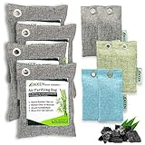 ANXEN Bamboo Charcoal Air Purifying Bags 10 Pack, Activated Shoe Deodorizer, Natural Bamboo Charcoal Air Purifying Bags, Odor Eliminators for Home, Car and Closet [6x70g & 4x220g]