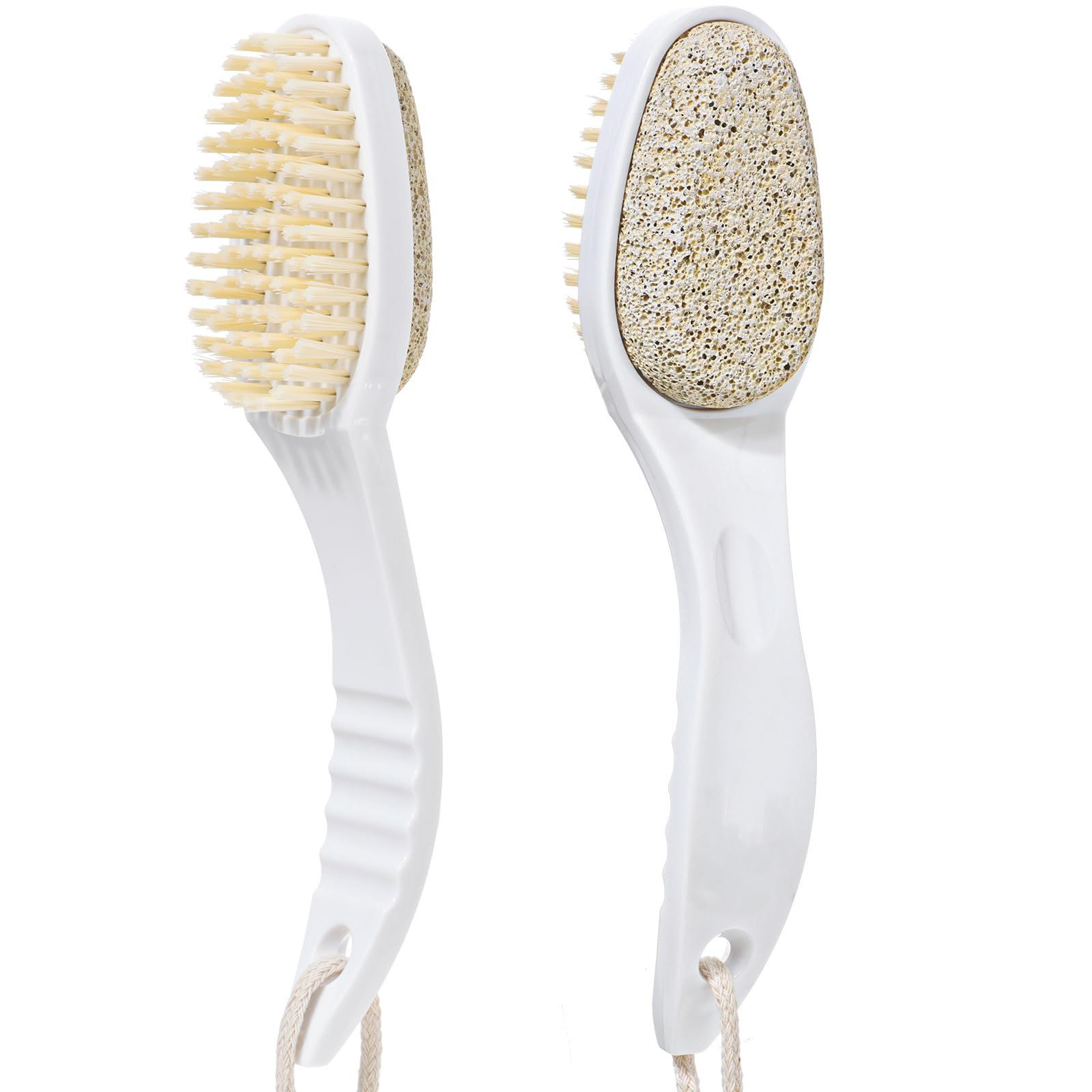 JIEYAO 2 in 1 Foot Pumice Stone Brush, Foot Brushes & Pumice Exfoliator Pedicure Tools, Shower Foot Scrubber Brush Double-Sided Pumice Foot File Dead Skin Callus Remover for Foot Care